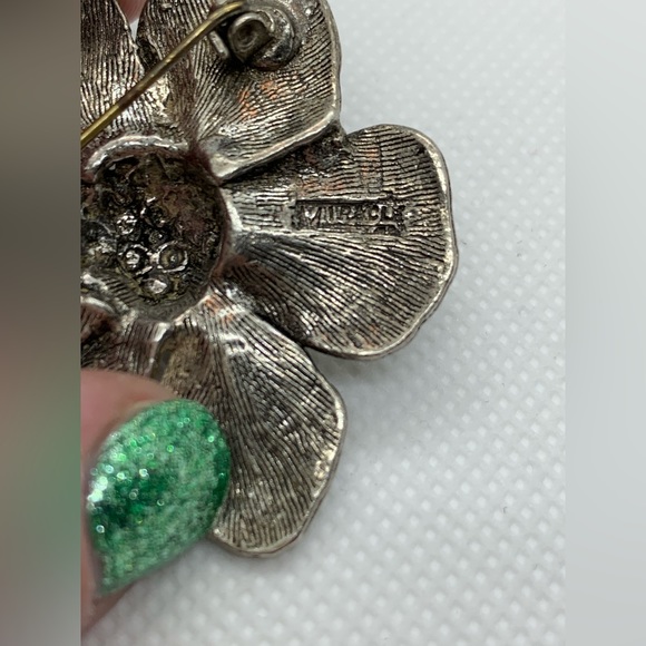 Vintage Pewter MIRACLE Flower Brooch - Picture 5 of 6